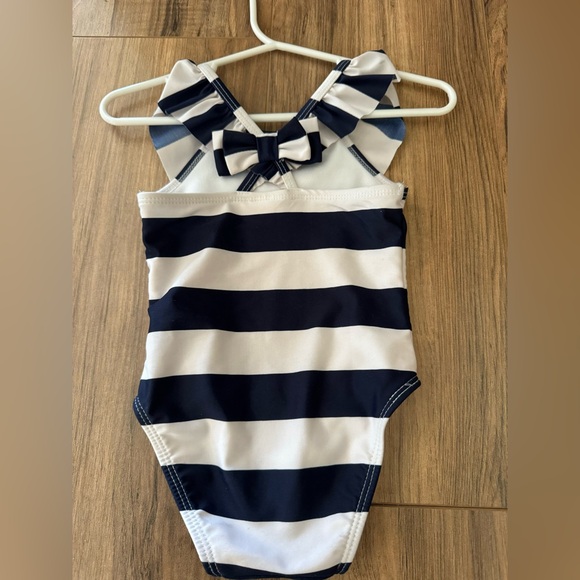 Cat & Jack Cute Swimsuit Girl Baby 12 Month Striped Gold Star Like New Fast Ship - Picture 2 of 5